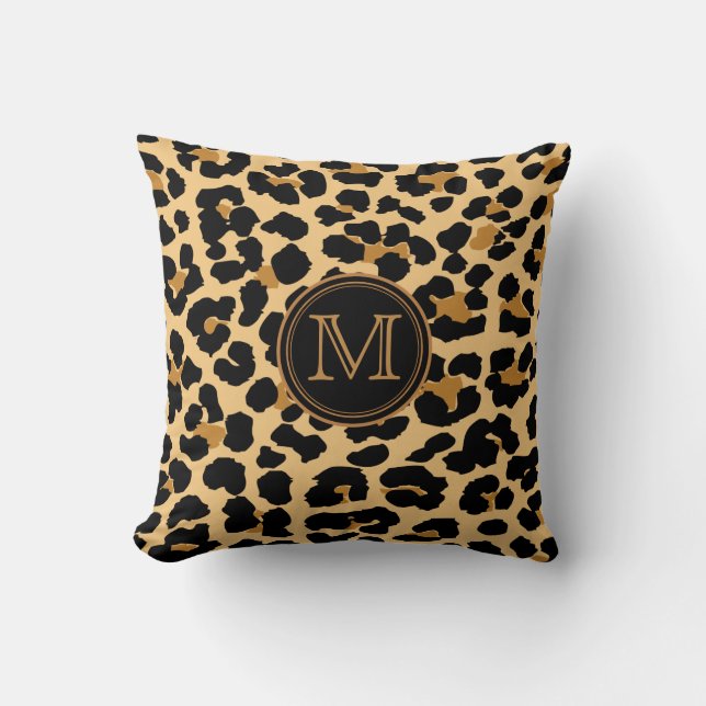 Monogram Leopard Print Cushion (Front)