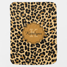 Monogram Leopard Print Custom Baby Blanket