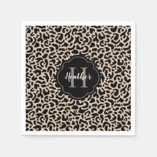Monogram Leopard Print Napkin