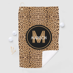 Monogram Leopard Print Personalised Ladies Golf Towel