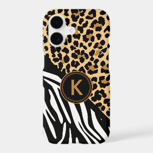 Monogram Leopard Zebra Print iPhone Case