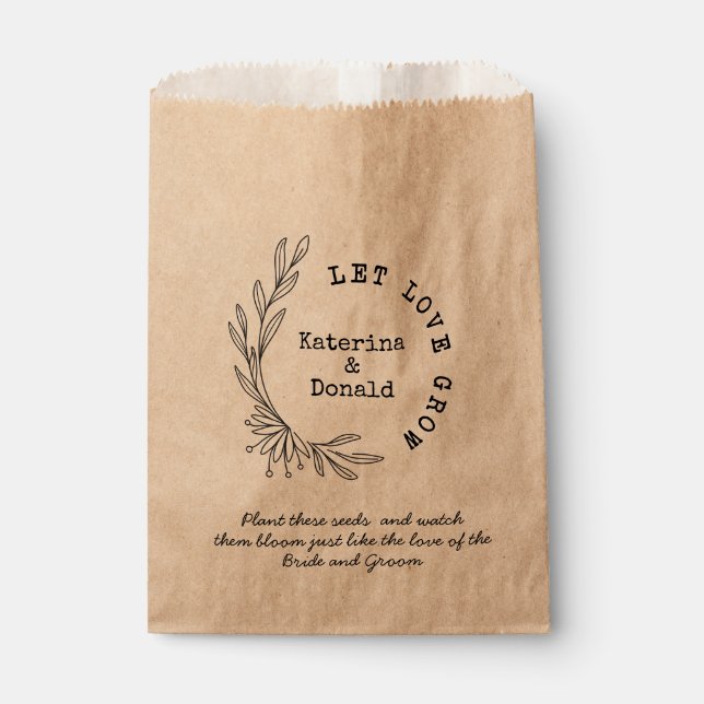 Monogram Let Love Grow Seed Wedding  Favour Bag (Front)