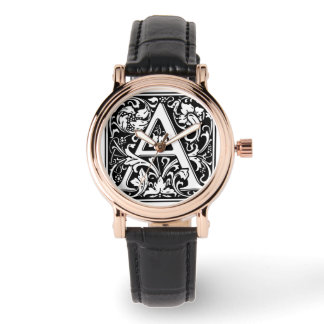 Monogram Letter A William Morris Style Watch