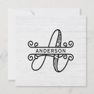 Monogram Letter A with Family Name Card