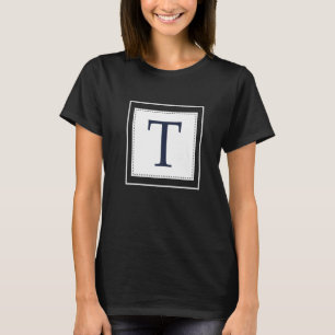 Monogram Letter Alphabet Initial Navy Blue T-Shirt