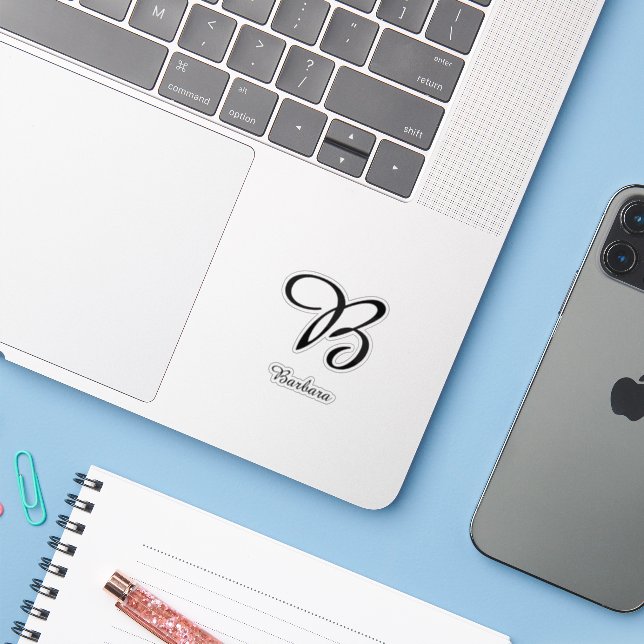Monogram Letter and Name Sticker (Laptop w/ iPhone)
