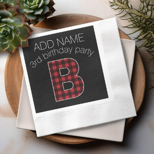 Monogram Letter B - buffalo plaid red black Napkin