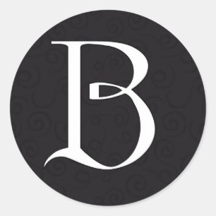 Monogram Letter B Classic Round Sticker