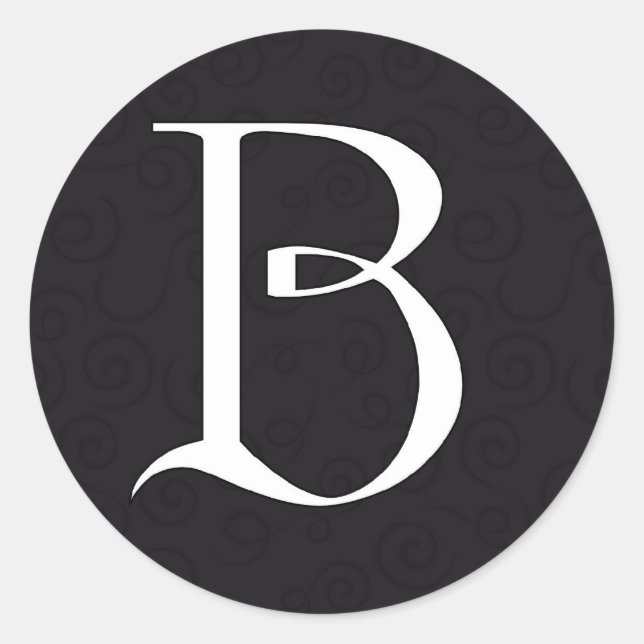 Monogram Letter B Classic Round Sticker (Front)