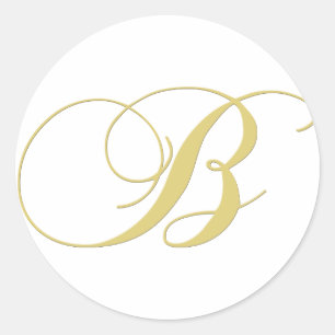 Monogram Letter B Golden Single Classic Round Sticker