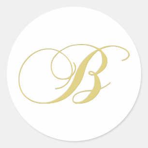 Monogram Letter B Golden Single Classic Round Sticker