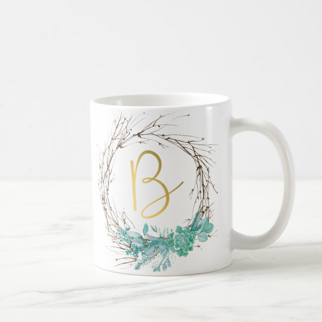 Monogram letter B in wreath Coffee Mug (Right)