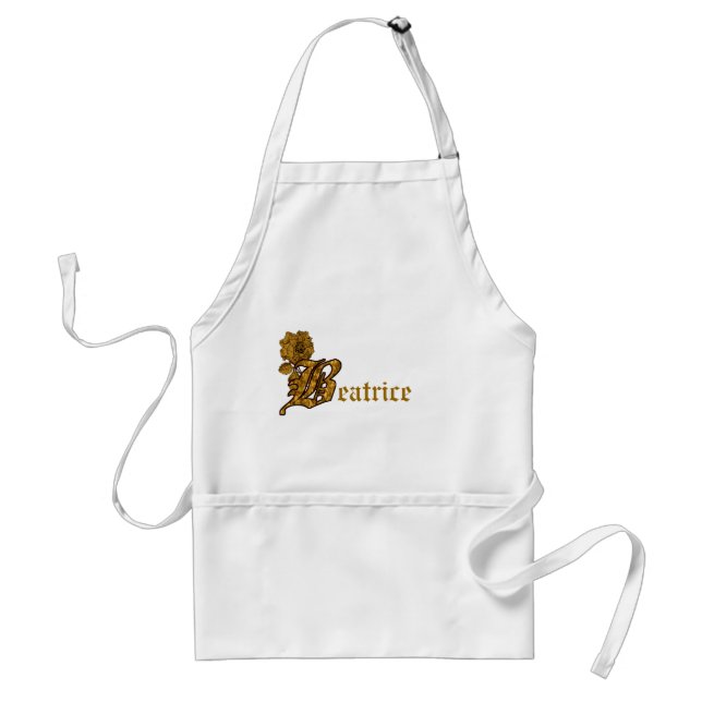 Monogram Letter B Name Gold Peony Personalised  Standard Apron (Front)