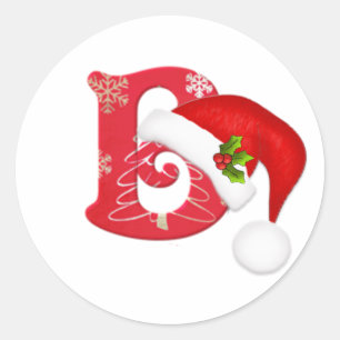 Monogram letter B, Santa hat Christmas  Sticker