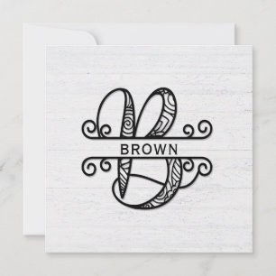 Monogram Letter B with Family Name  Card