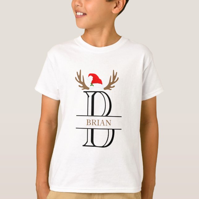  Monogram Letter B Xmas Name Funny Christmas T-Shirt (Front)