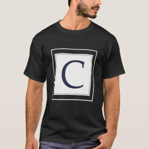 Monogram Letter C Alphabet C Initial Navy Blue T-Shirt