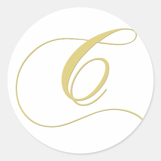 Monogram Letter C Golden Single Classic Round Sticker (Front)
