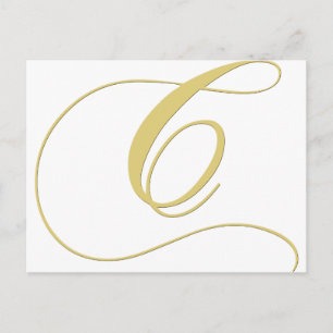 Monogram Letter C Golden Single Postcard