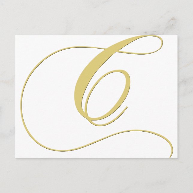 Monogram Letter C Golden Single Postcard (Front)
