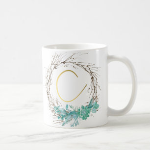 Monogram letter C in wreath  Coffee Mug