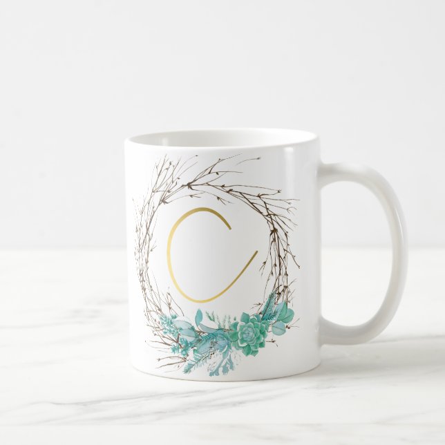 Monogram letter C in wreath  Coffee Mug (Right)