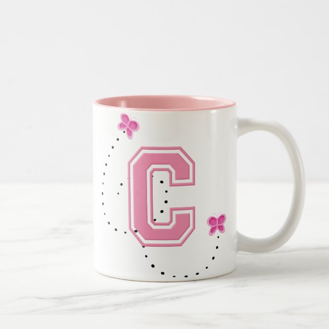 Monogram Letter C Two-Tone Coffee Mug (Right)
