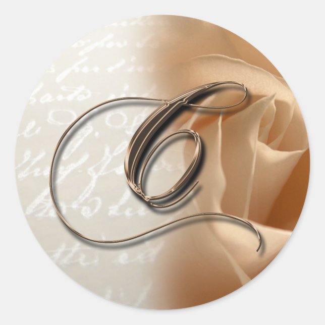 Monogram Letter C  Wedding Envelope Sticker (Front)