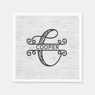 Monogram Letter C with Family Name  Napkin