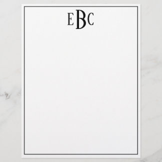 Monogram Letter Classic Black and White Custom Letterhead