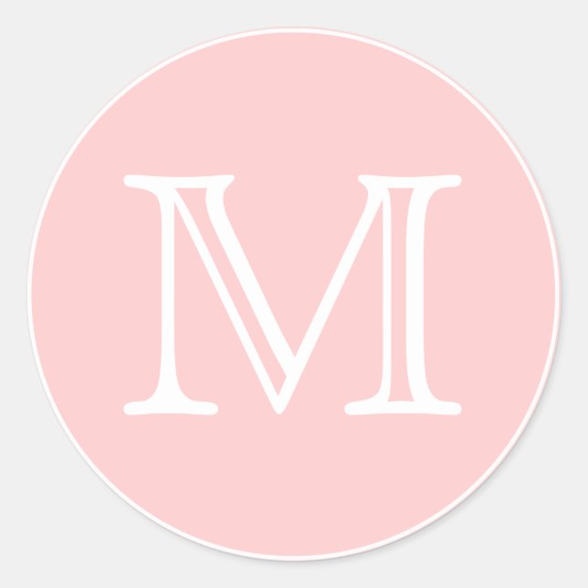 Monogram Letter Classic Round Sticker (Front)