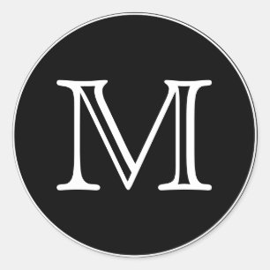 Monogram Letter Classic Round Sticker