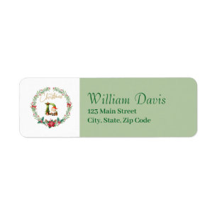 Monogram Letter D Christmas Wreath w/ Santa Claus