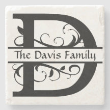 Monogram Letter D Personalised Stone Coaster