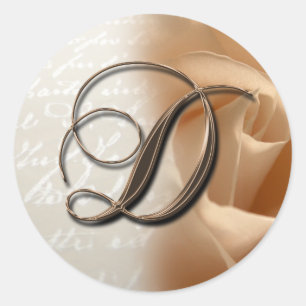 Monogram Letter D  Wedding Envelope Sticker