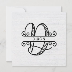 Monogram Letter D with Family Name  Card