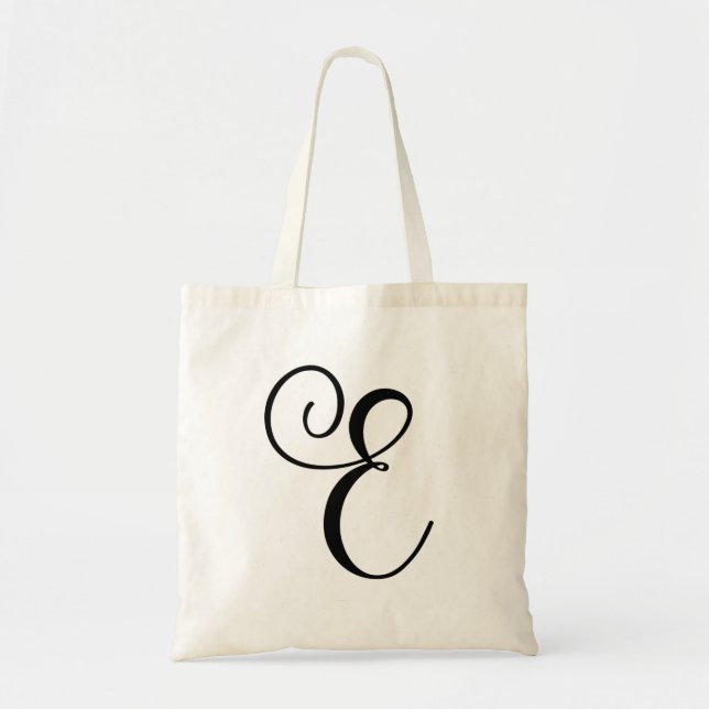 Monogram Letter E Budget Tote-Canvas Tote Bag (Front)