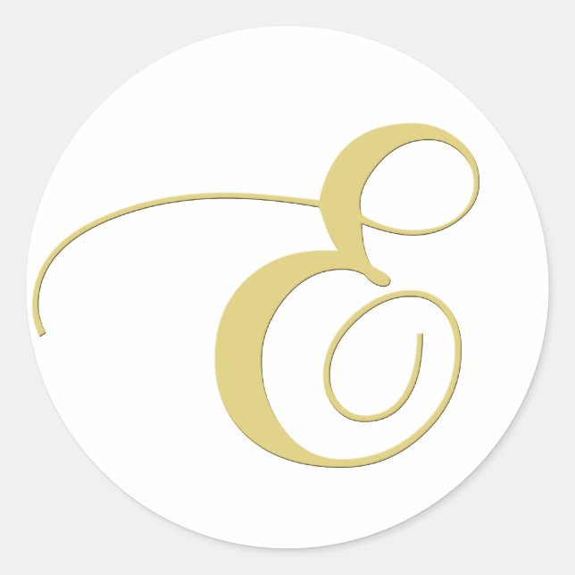 Monogram Letter E Golden Single Classic Round Sticker (Front)