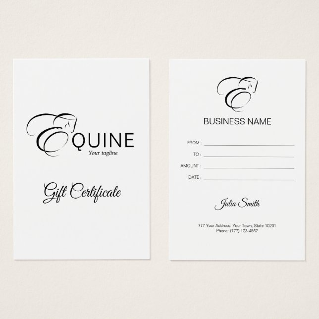 Monogram Letter E Horse (Front & Back)