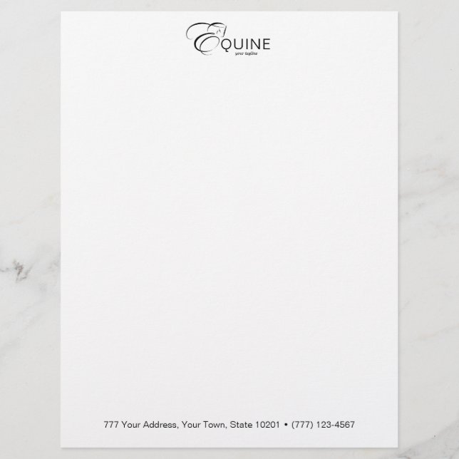 Monogram Letter E Horse Custom Letterhead (Front)