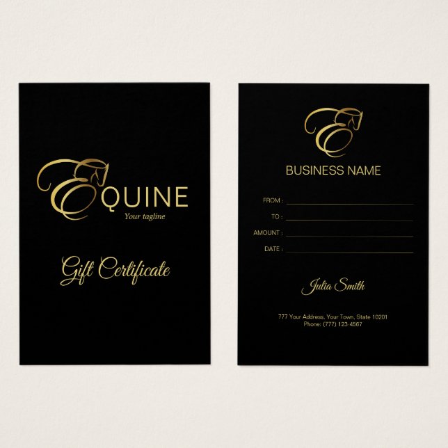 Monogram Letter E Horse in gold colour (Front & Back)