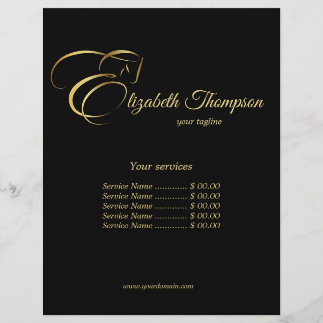 Monogram Letter E Horse in gold colour Flyer (Front)