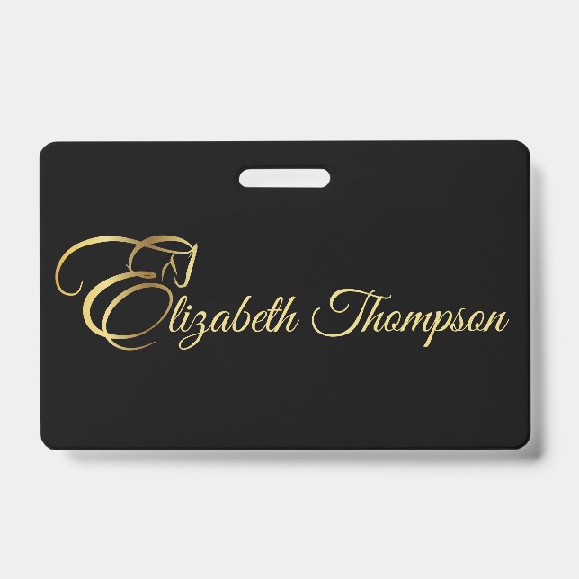 Monogram Letter E Horse in gold colour ID Badge (Front)