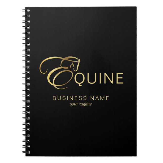 Monogram Letter E Horse in gold colour Notebook (Front)