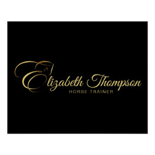 Monogram Letter E Horse in gold colour Poster