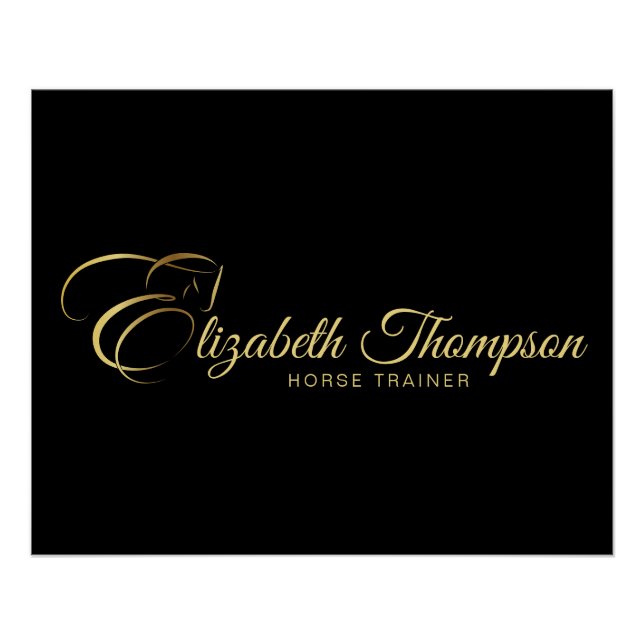 Monogram Letter E Horse in gold colour Poster (Front)