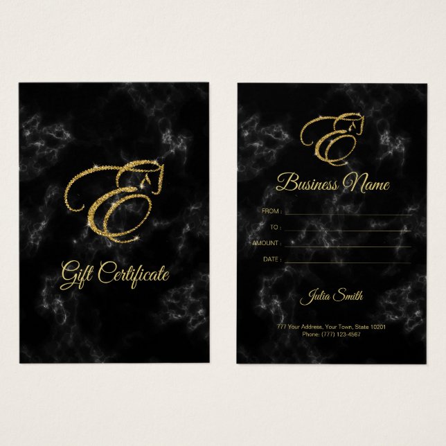 Monogram Letter E Horse in gold glitter (Front & Back)