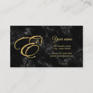 Monogram Letter E Horse in gold glitter Business Card