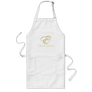 Monogram Letter E Horse in gold glitter Long Apron