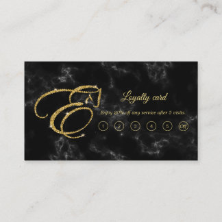 Monogram Letter E Horse in gold glitter Loyalty Card